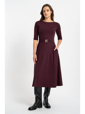 CLICK CLICK Sukienka dzianinowa 60-6050 Bordowy Regular Fit