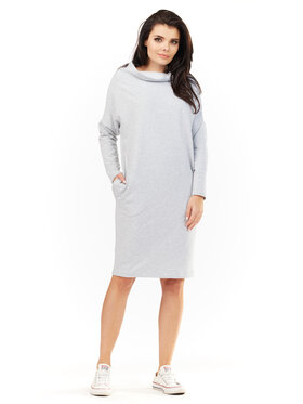 Awama Awama Úpletové šaty L061 Šedá Basic Fit