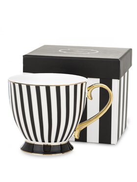 MIAhome MIAhome Kubek filiżanka porcelanowy w paski w pudełku TASSA Czarny