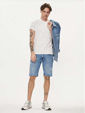 Pepe Jeans Jeans Kratke Hlače Taper Short PM801084RH7 Modra Regular Fit