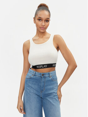 REPLAY Replay Felső W3782C.000.23687P Ekru Slim Fit