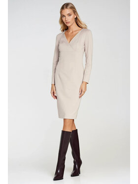 NIFE NIFE Sukienka dzianinowa S276 Beżowy Fitted Fit