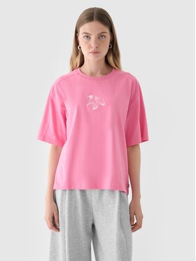 4F 4F T-Shirt 4FRAW24TTSHF2582-54S Różowy Oversize