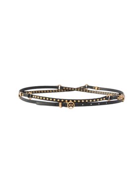 PINKO PINKO Pasek H1 DOUBLE BELT+EMBELLISHMENTS. Czarny