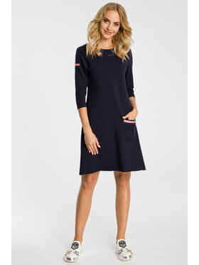 Made of Emotion Made of Emotion Sukienka codzienna M343 Granatowy Basic Fit