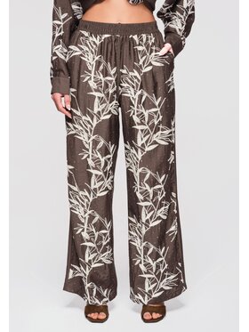 Ombre Ombre Spodnie materiałowe OW-PA-E0005 Brązowy Relaxed Fit