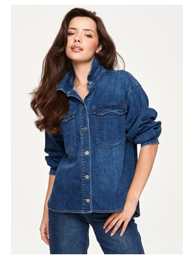 Makadamia Makadamia Koszula jeansowa C71 Granatowy Baggy Fit