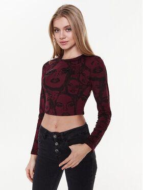 Guess Guess Bluzka W3RI58 KA0Q3 Bordowy Slim Fit