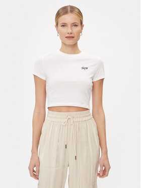 Tommy Jeans Tommy Jeans T-shirt Script DW0DW17366 Bijela Slim Fit