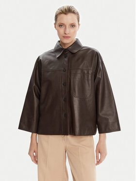 Weekend Max Mara Weekend Max Mara Giacca di pelle Stecca 2525446051 Marrone Relaxed Fit