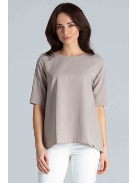 Lenitif Lenitif Bluzka L002 Beżowy Regular Fit
