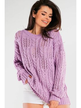 Awama Awama Sweter A444 Fioletowy Basic Fit