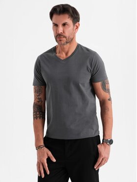 Ombre Ombre T-Shirt OM-TSBS-0237 Szary Regular Fit