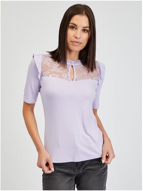 Orsay Orsay T-Shirt 150230447000__L Fioletowy Regular Fit
