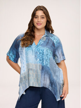 Fiorella Rubino Fiorella Rubino Bluzka 2040L000706N0Z4 Niebieski Over Fit