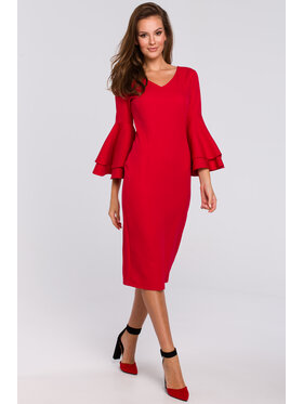 Makover Makover Sukienka elegancka K002 Czerwony Regular Fit