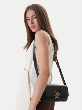 Tommy Hilfiger Tommy Hilfiger Ročna torba Th Script Flap Crossover AW0AW18399 Črna