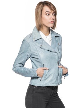 Tom Tailor Tom Tailor Kurtka damska LEATHER JACKET Niebieski Slim Fit
