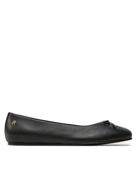 Tommy Hilfiger Tommy Hilfiger Balerina Ballerina Leather Flat Bow FW0FW08359 Fekete