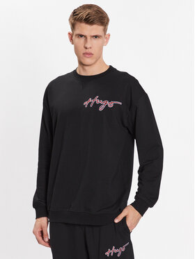 HUGO Hugo Majica dugih rukava Varsity 50490313 Crna Relaxed Fit