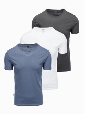Ombre Ombre Komplet 3 t-shirtów OM-TSBS-0232 Niebieski Regular Fit