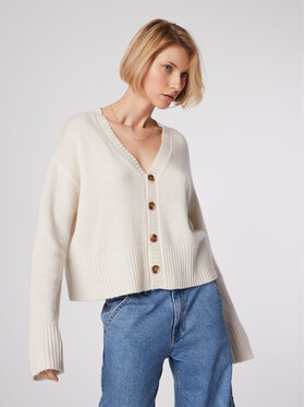 Simple Simple Cardigan SWD512-03 Alb Relaxed Fit