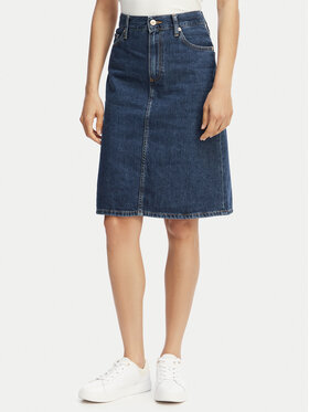 Tommy Hilfiger Tommy Hilfiger Φούστα τζιν WW0WW45666 Σκούρο μπλε Straight Fit