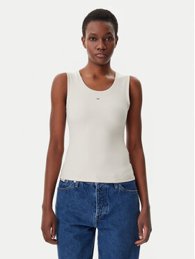 Tommy Jeans Tommy Jeans Top Essential DW0DW20673 Beżowy Slim Fit