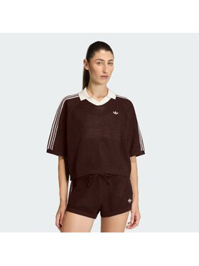 adidas adidas Polo KNITTED CROCHET Brązowy Loose Fit