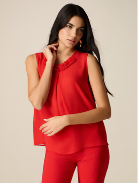 Oltre Oltre Bluzka 2504R003074N016 Czerwony Regular Fit