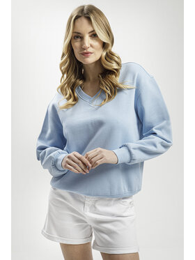 Cross Jeans Cross Jeans Bluza 65416-071 Błękitny V-Neck Fit