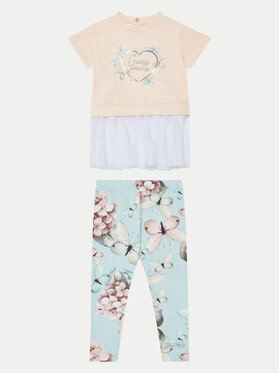 Guess Guess Komplet bluzka i legginsy K5RG05 KAN04 Różowy Regular Fit