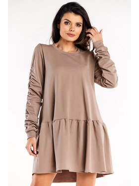 Infinite You Infinite You Sukienka dzianinowa M314 Brązowy Basic Fit