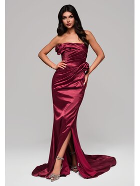 Ombre Ombre Sukienka wieczorowa LA-OM-DLR144 Bordowy Regular Fit