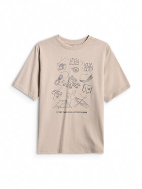 4F 4F T-Shirt ENJOY THE OUTDOORS Beżowy Loose Fit