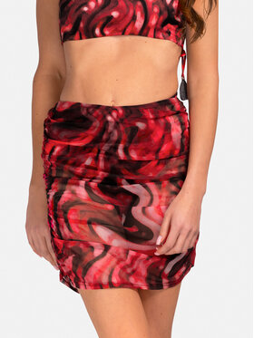 Miss Lou Miss Lou Spódnica mini O-SI3-BRD Bordowy