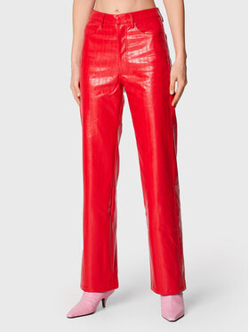 ROTATE ROTATE Pantaloni din imitație de piele Rotie RT1985 Roșu Regular Fit