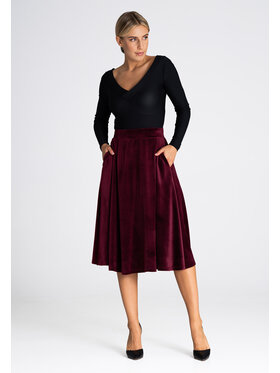FIGL FIGL Spódnica M964 Bordowy Regular Fit