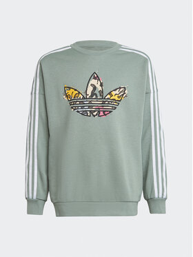 adidas adidas Bluza Animal Print Crew Sweatshirt IB8596 Zielony Loose Fit