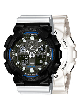 Casio Casio Zegarek SET GA-100B-7AER + BEZEL 10523429 + PASEK 10347710 Biały