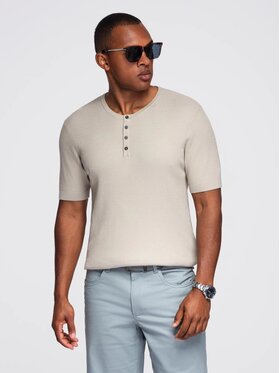 Ombre Ombre T-Shirt OM-TSCT-0254 Šedá Slim Fit