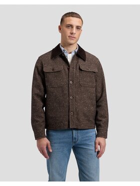 Lee Lee Kurtka przejściowa CORD COLLAR MIX OVERSHIRT Brązowy Relaxed Fit