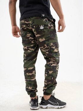 Jigga Wear Jigga Wear Joggery Spodnie Materiałowe Jogger Bojówki Jigga Wear Crown Stitch Camo XL Zielony Jogger Fit