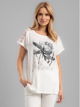 Perso Perso T-Shirt TCE242202F Biały Regular Fit