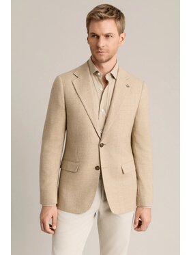 Lancerto Lancerto Marynarka Gubbio MA073226000043 Beżowy Regular Fit