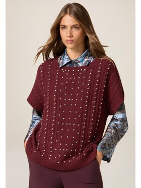 Oltre Oltre Sweter M501E001876N036 Bordowy Baggy Fit