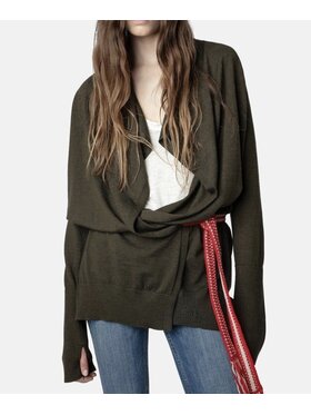 Zadig&Voltaire Zadig&Voltaire Sweter KWCA527KAK Khaki Comfortable Fit