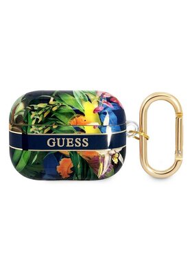 Guess Guess Etui na słuchawki Flower Niebieski
