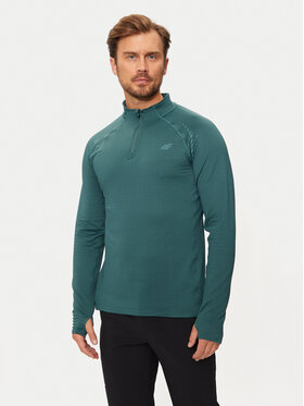 4F 4F Majica dugih rukava 4FWAW24TFSWM410 Zelena Slim Fit