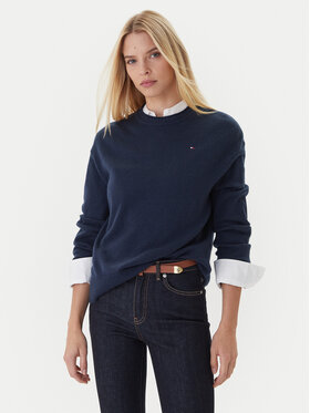 Tommy Hilfiger Tommy Hilfiger Sweter WW0WW46438 Granatowy Regular Fit